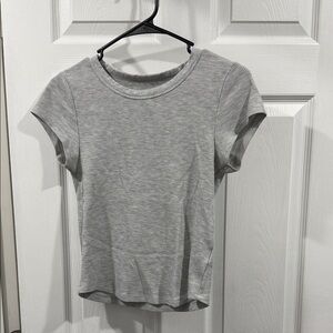 American Eagle Outfitters Light Gray Ribbed Tee